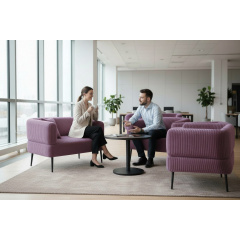 Диван офісний Tobi Sho Бенно-1 з підлокітниками для офісу, вітальні 1400х720х750 велюр вельвет Lotus 65/LILAC Київ