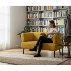 Диван офісний Tobi Sho Бенно-1 з підлокітниками для офісу, вітальні 1200х720х750 велюр вельвет Lotus 45/YELLOW Київ