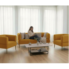 Диван офісний Tobi Sho Бенно-1 з підлокітниками для офісу, вітальні 1200х720х750 велюр вельвет Lotus 45/YELLOW Київ