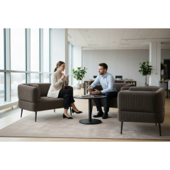 Диван офісний Tobi Sho Бенно-1 з підлокітниками для офісу, вітальні 1500х720х750 велюр вельвет Lotus 15/GREY BROWN Київ
