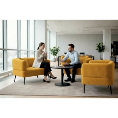 Диван офісний Tobi Sho Бенно-1 з підлокітниками для офісу, вітальні 1500х720х750 велюр вельвет Lotus 45/YELLOW Київ