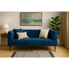 Диван офісний Tobi Sho Бенно-1 з підлокітниками для офісу, вітальні 1800х720х750 велюр вельвет Lotus 88/DK BLUE Київ