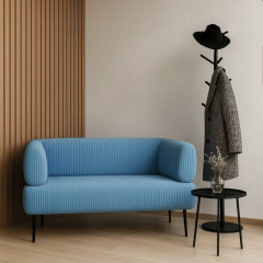 Диван офисный Tobi Sho Бенно-1 с подлокотниками для офиса, гостиной 1200х720х750 велюр вельвет Lotus 85/BLUE Новояворовск