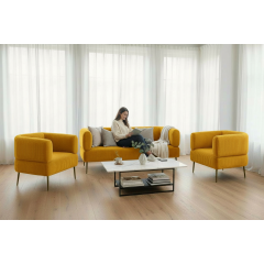Диван офісний Tobi Sho Бенно-1 з підлокітниками для офісу, вітальні 1800х720х750 велюр вельвет Lotus 45/YELLOW Київ