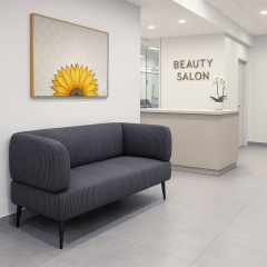 Диван офісний Tobi Sho Бенно-1 з підлокітниками для офісу, вітальні 1500х720х750 велюр вельвет Lotus 98/DK GREY Київ