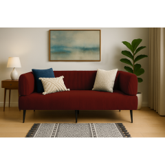 Диван офісний Tobi Sho Бенно-1 з підлокітниками для офісу, вітальні 1800х720х750 велюр вельвет Lotus 67/BORDO Київ