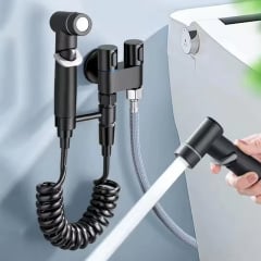 Двойной сантехнический кран с гигиеническим душем для унитаза Britc 200 см Black Новая Каховка