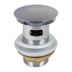 Донний клапан для раковини Britc SS65of, click-clack з переливом Хром Новояворівськ