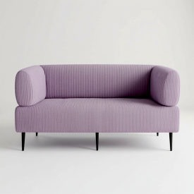Диван офисный Tobi Sho Бенно-1 с подлокотниками для офиса, гостиной 1800х720х750 велюр вельвет Lotus 65/LILAC