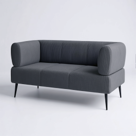 Диван офісний Tobi Sho Бенно-1 з підлокітниками для офісу, вітальні 1400х720х750 велюр вельвет Lotus 98/DK GREY