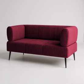 Диван офісний Tobi Sho Бенно-1 з підлокітниками для офісу, вітальні 1200х720х750 велюр вельвет Lotus 67/BORDO