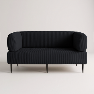 Диван офисный Tobi Sho Бенно-1 с подлокотниками для офиса, гостиной 1800х720х750 велюр вельвет Lotus 100/BLACK