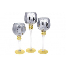 Набір свічників BonaDi 3 шт Сіро-золотий (527-714)