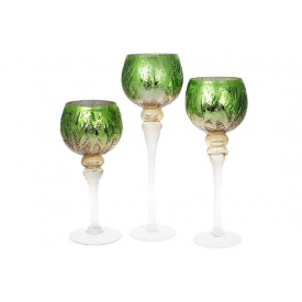 Набір свічників BonaDi 3 шт Смарагдово-зелений (527-710)