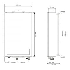 Колонка газова турбована Piegaz Hermes A Turbo Black 55х35х14 см Чорний Київ
