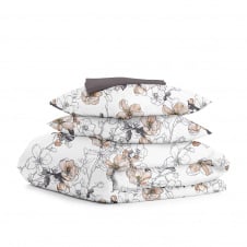 Сімейна постіль з простирадлом на гумці PASTEL FLOWERS CS1 COSAS Бежевий 2х160х220 см