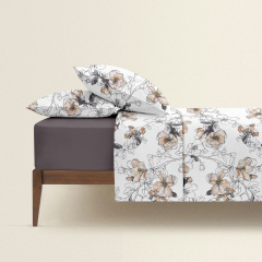 Полуторное постельное белье PASTEL FLOWERS CS1 COSAS Бежевый 160х220 см Кушугум