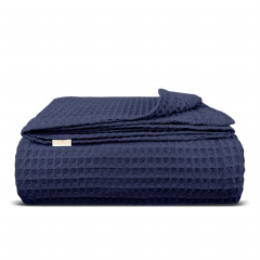 Плед покрывало вафельное COSAS Denim Greek Waffle 240х260 см Темно-синий Вольнянск