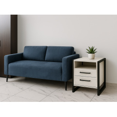 Тумба для прихожей Tobi Sho Фрейм ЛТ-7 в стиле Лофт с двумя ящиками, 460х350х600 мм Дуб крафт белый Київ