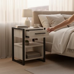 Тумба для прихожей Tobi Sho Степь ЛТ-8 в стиле Лофт с ящиком, 460х350х600 мм Дуб крафт белый Київ