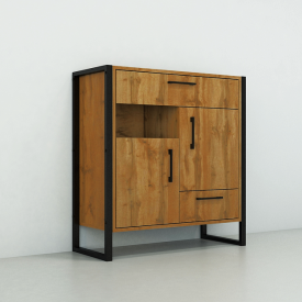 Тумба для прихожей Tobi Sho Формикс ЛТ-12 в стиле Лофт с ящиками и дверцей, 860х350х900 мм Файервуд