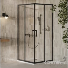 Квадратная душевая кабина Ravak X-Point Slim 90 X14V7030FZ1 профиль черный/прозрачное стекло