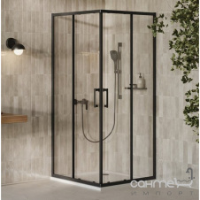 Квадратная душевая кабина Ravak X-Point Slim 90 X14V7030FZ1 профиль черный/прозрачное стекло