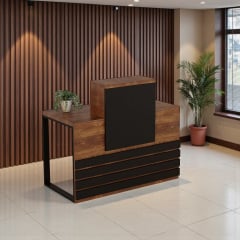 Стойка администратора Tobi Sho Ресепшн/5 центральная для офиса, салона, 1400х636х1090 Файервуд/Черный Киев