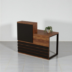 Стійка адміністратора Tobi Sho Ресепшн/5 правостороння для офісу, салону, 1600х636х1090 Фаєрвуд/Чорний Київ