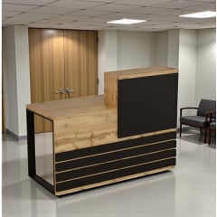 Стійка адміністратора Tobi Sho Ресепшн/5 лівостороння для офісу, салону, 1400х636х1090 Дуб аппалачі/Чорний Київ