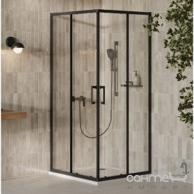 Квадратная душевая кабина Ravak X-Point Slim 90 X14V7030FZ1 профиль черный/прозрачное стекло