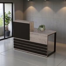 Стійка адміністратора Tobi Sho Ресепшн/5 правостороння для офісу, салону, 1600х636х1090 Хортиця/Чорний