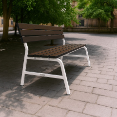 Скамейка пластиковая Tobi Sho Комфорт Классик для дачи, сада, парка, 1504х822х707 мм Коричнево-белый Київ