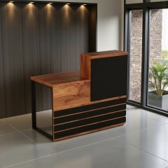 Стійка адміністратора Tobi Sho Ресепшн/5 лівостороння для офісу, салону, 1400х636х1090 Фаєрвуд/Чорний Київ