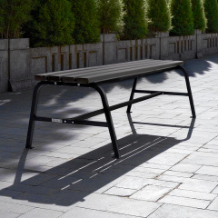 Лавка садовая Tobi Sho Классик без спинки для дачи, парка ПВХ профиль, 1503х450х650 мм Графитово-черный Київ