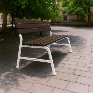 Скамейка пластиковая Tobi Sho Комфорт Классик для дачи, сада, парка, 1504х822х707 мм Коричнево-белый