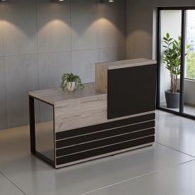 Стійка адміністратора Tobi Sho Ресепшн/5 лівостороння для офісу, салону, 1400х636х1090 Хортиця/Чорний