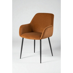 Стілець обідній з підлокітниками та спинкою Терра М-220, для кухні, їдальні, мохер Карамель/чорний, 830х550х580 мм Київ