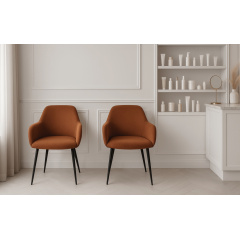 Стілець обідній з підлокітниками та спинкою Терра М-220, для кухні, їдальні, мохер Карамель/чорний, 830х550х580 мм Київ