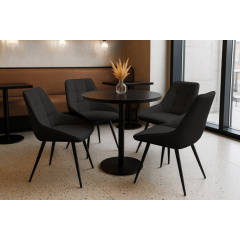 Стілець обідній зі спинкою Мілано М-75 для кухні, їдальні, кафе зі штучної шкіри Чорний/чорний 890х510х605 мм Київ