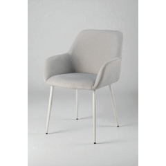 Стілець обідній з підлокітниками та спинкоюТерра М-220, для кухні, їдальні, мохер Устричний/білий, 830х550х580 мм Київ