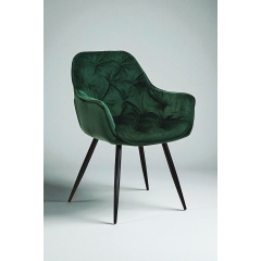 Стілець обідній зі спинкою Аріс М-65 з підлокітниками, для кухні, їдальні, кафе велюр Смарагд/чорний, 860х580х590 мм Київ