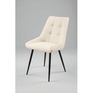 Стілець обідній зі спинкою Мілано М-75 для кухні, їдальні, кафе зі штучної шкіри Айворі/чорний 890х510х605 мм