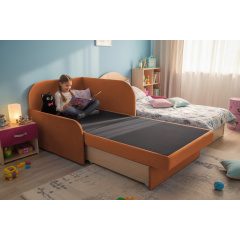 Крісло-ліжко дитяче Tobi Sho Діксі м'яке розкладне лівостороннє велюр Fiore Terra, 950х750х700 мм Київ