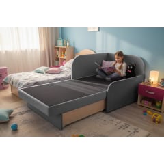 Крісло-ліжко дитяче Tobi Sho Діксі м'яке розкладне правостороннє велюр Fiore Steel, 950х750х700 мм Київ