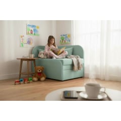 Крісло-ліжко дитяче Tobi Sho Діксі м'яке розкладне лівостороннє велюр Fiore Mint, 950х750х700 мм Київ