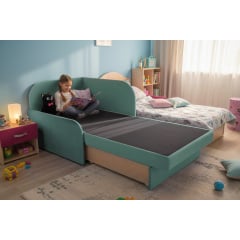 Крісло-ліжко дитяче Tobi Sho Діксі м'яке розкладне лівостороннє велюр Fiore Mint, 950х750х700 мм Київ