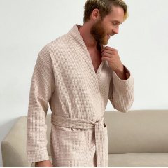 Халат чоловічий COSAS Waffle Robe M Бежевий (WaffleRobe_M) Херсон