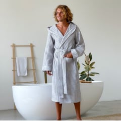 Халат мужской COSAS Relaxed Waffle Robe 2XL Серый (RelaxedWaffleRobe_2XL) Стрый
