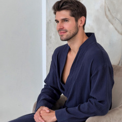 Халат чоловічий COSAS Muslin Kimono 2XL Синій (MuslinKimono_muslin_2XL) Запоріжжя